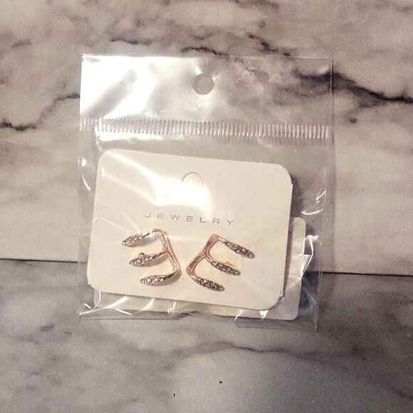 Dazzling Claw Design Stainless Steel Stud Earrings with Cubic Zirconia Silver - Picture 6 of 8